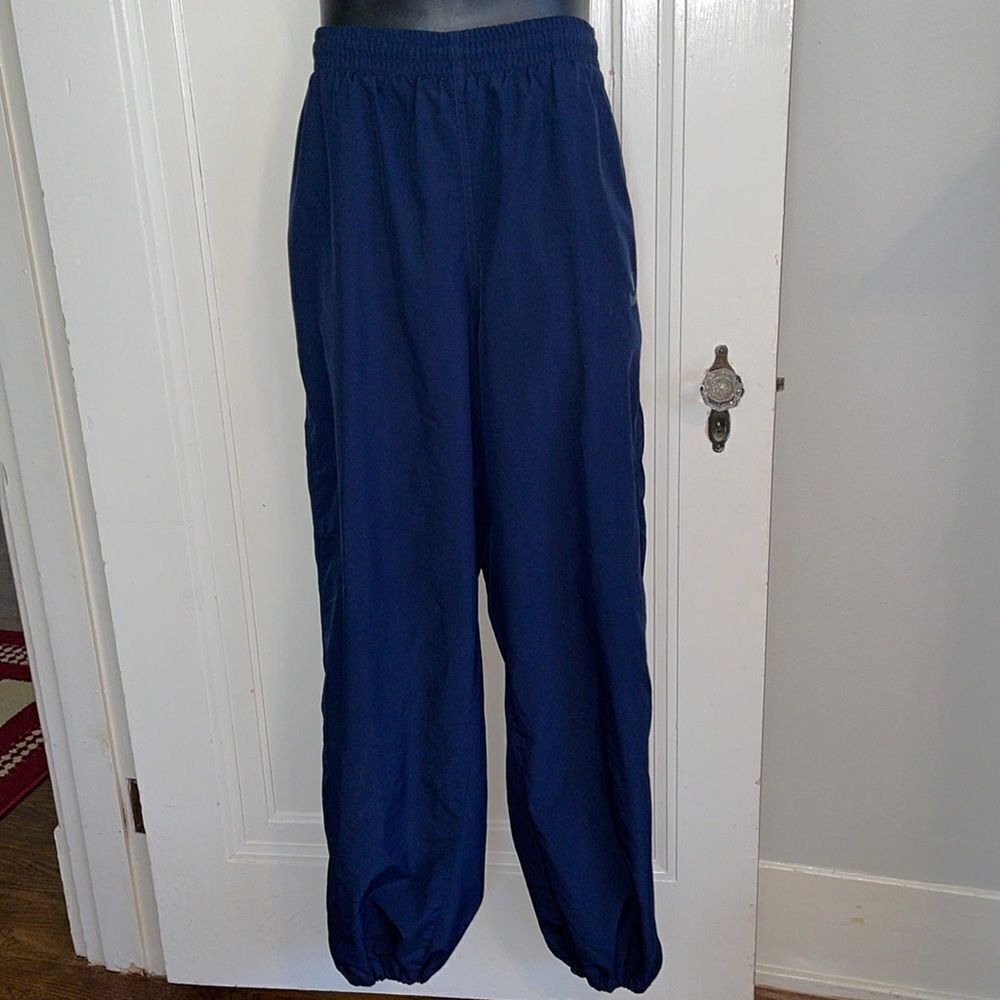 Nike navy blue fully‎ lined elastic zipper cuff athletic/track pants